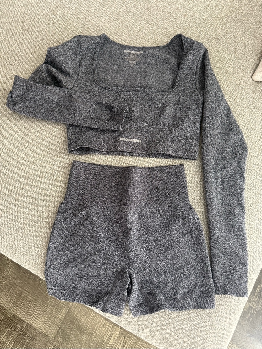 Fashion Nova Gray Seamless Athletic Shorts Set